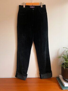 Ralph Lauren Collection Black Cotton Velvet Pants Women's 8 Straight Leg Made US